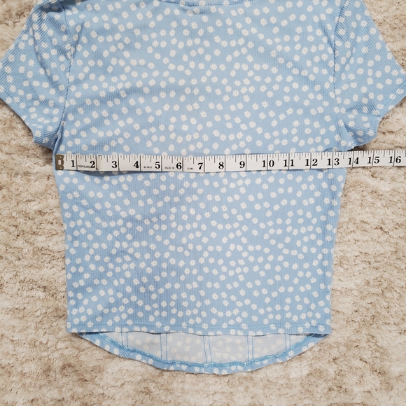 Blue Rib-Knit Crop Top - Picture 4 of 5